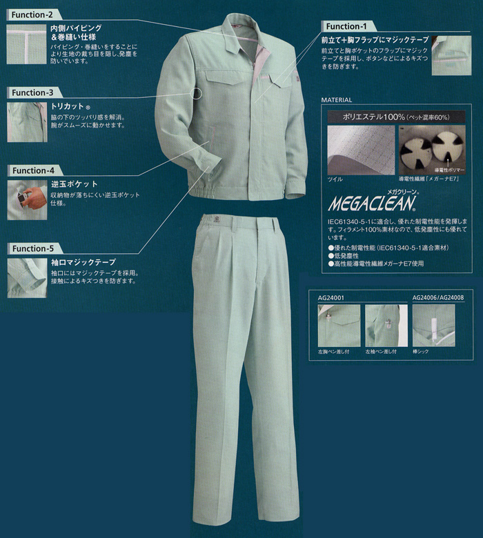 高制電・低発塵ウエアの特徴